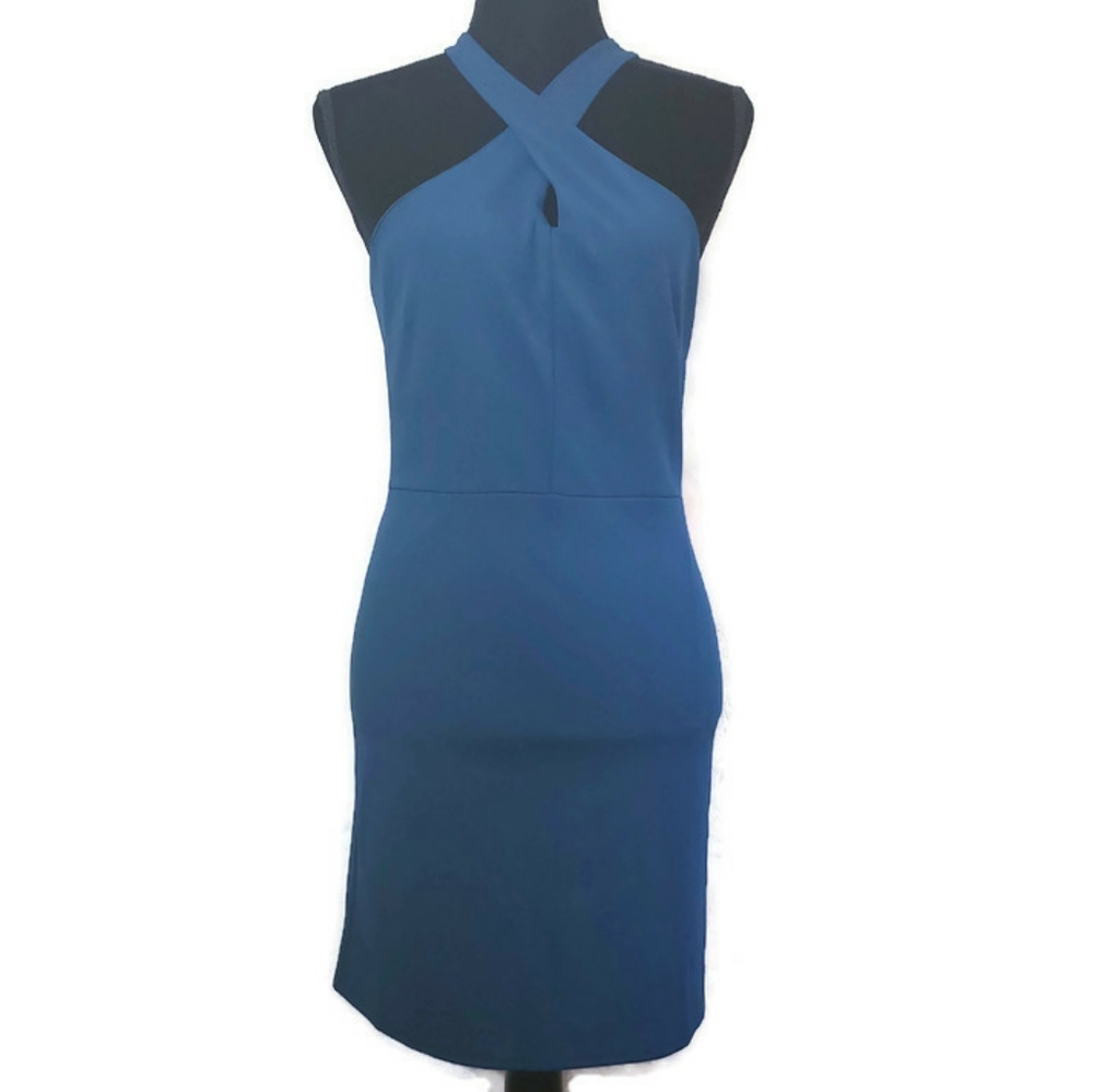 Velvet Torch Dark Teal Keyhole Neck Dress Large